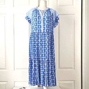 Vineyard Vines Blue and White Midi Dress